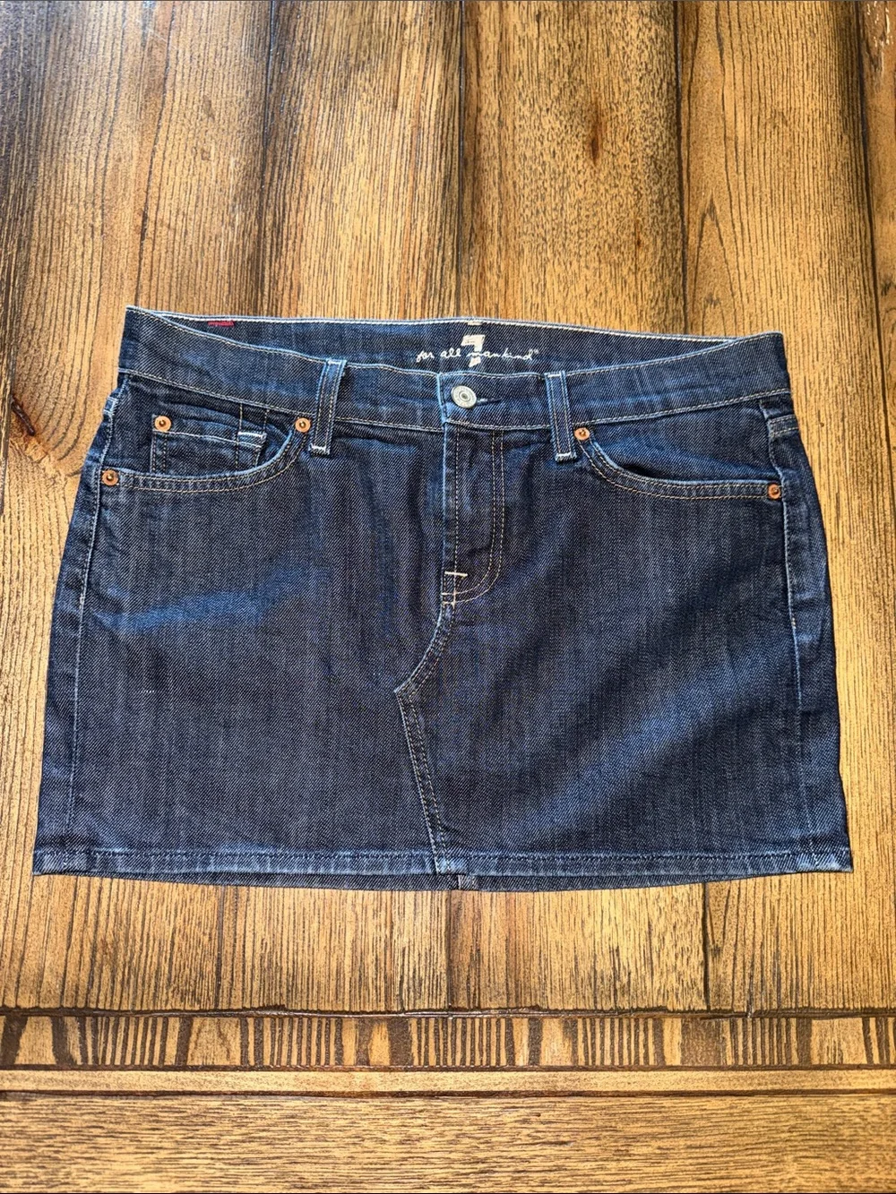 7 For All Mankind Roxy Dark Blue Denim Mini Skirt 2004